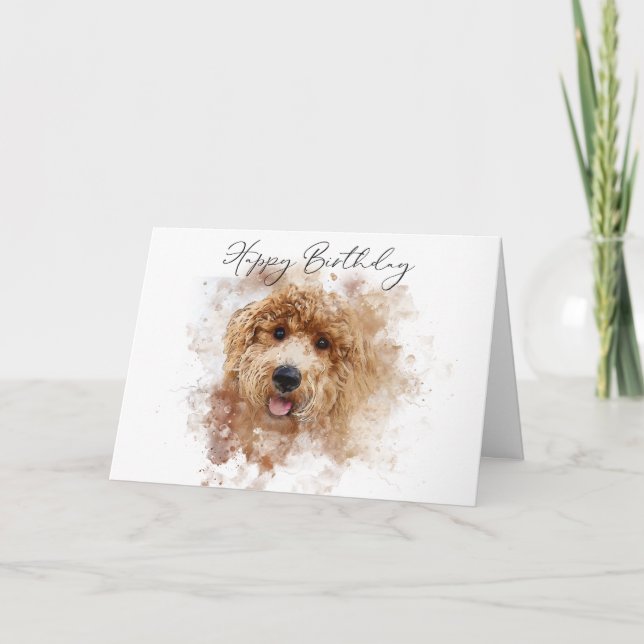 Carte d'anniversaire Doodle Cavapoo Golden Doodle  (Devant)