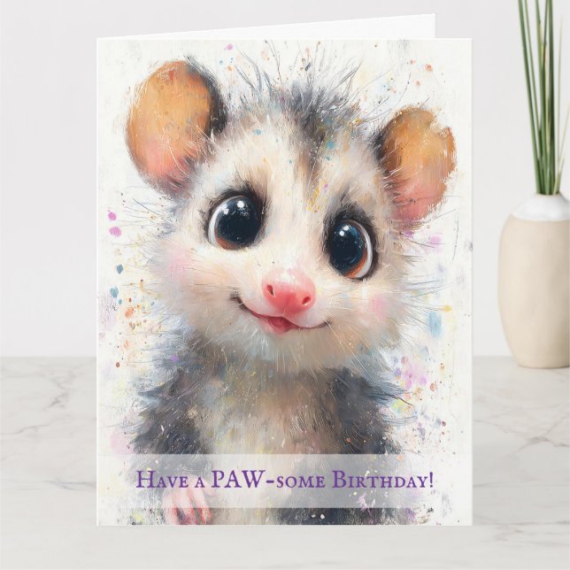 Carte d'anniversaire d'opossum (Devant)