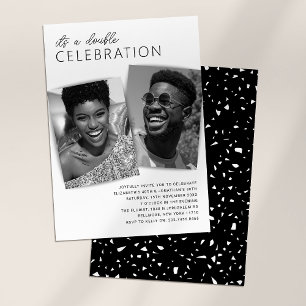 Carte d'anniversaire double célébration photo mode
