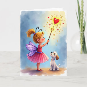 Carte d'anniversaire douce ange enfant cœur