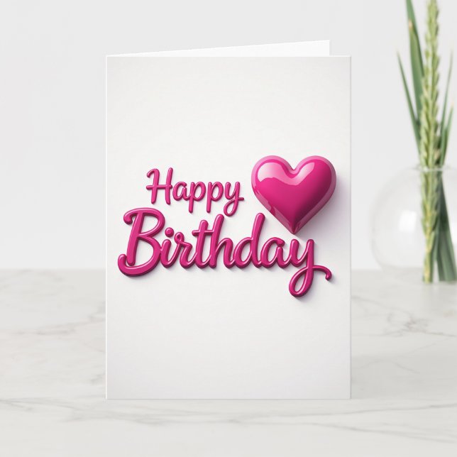 Carte d'anniversaire douce Fuchsia Script (Devant)