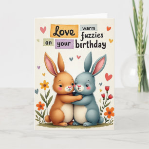 Carte d'anniversaire douce lapin Azur
