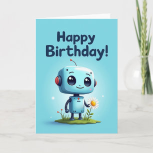 Carte d'anniversaire douce pour robots