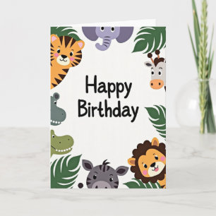 Carte d'anniversaire Douces Amis de la Jungle
