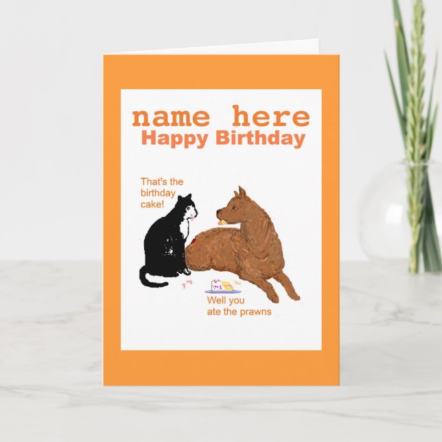 Carte d'anniversaire drôle avec chien, chat Ajoute (Devant)