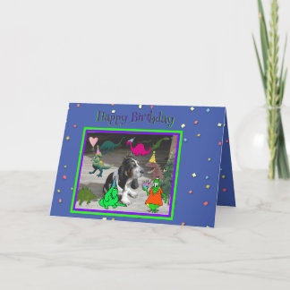 Carte d'anniversaire drôle avec Dinosaures & Basse