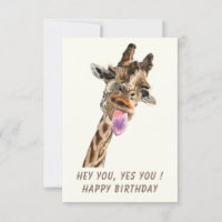 Carte d'anniversaire drôle avec Giraffe joueuse - 