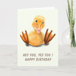 Carte d'anniversaire drôle avec Joyeux canard jaun