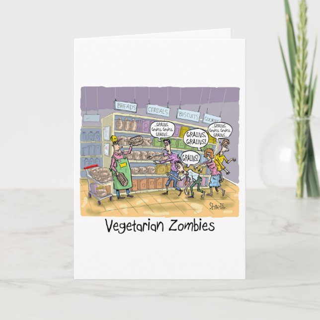 Carte d'anniversaire drôle avec - Zombies végétari (Devant)