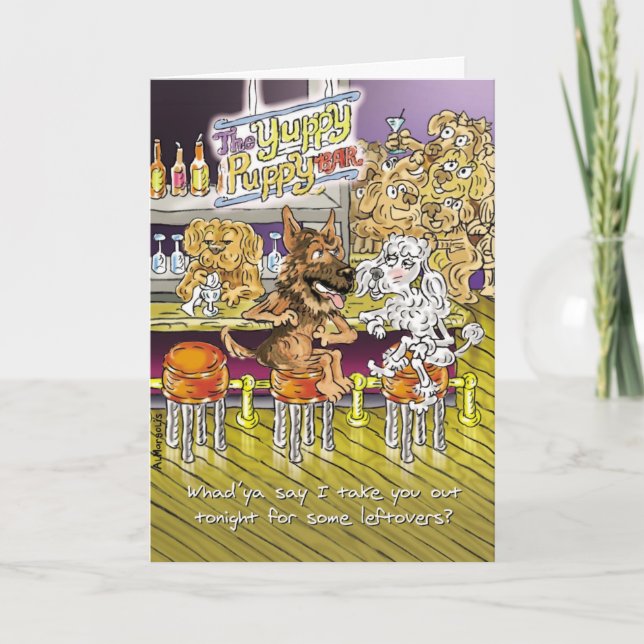 Carte d'anniversaire drôle berger et caniche allem (Devant)