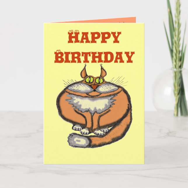 Carte d'anniversaire drôle de chat (Devant)