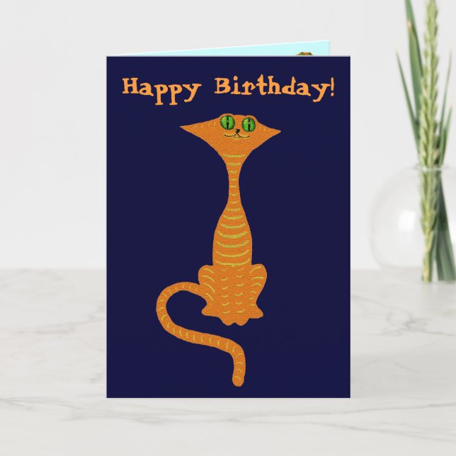 Carte d'anniversaire drôle de chat rouge (Devant)