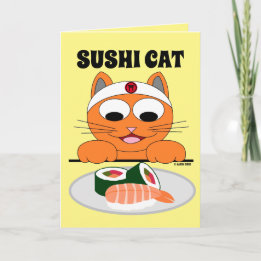 Carte d'anniversaire drôle de CHAT SUSHI