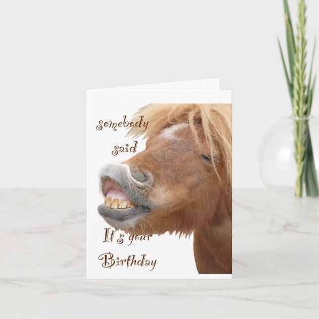 Carte d'anniversaire drôle de cheval (Devant)