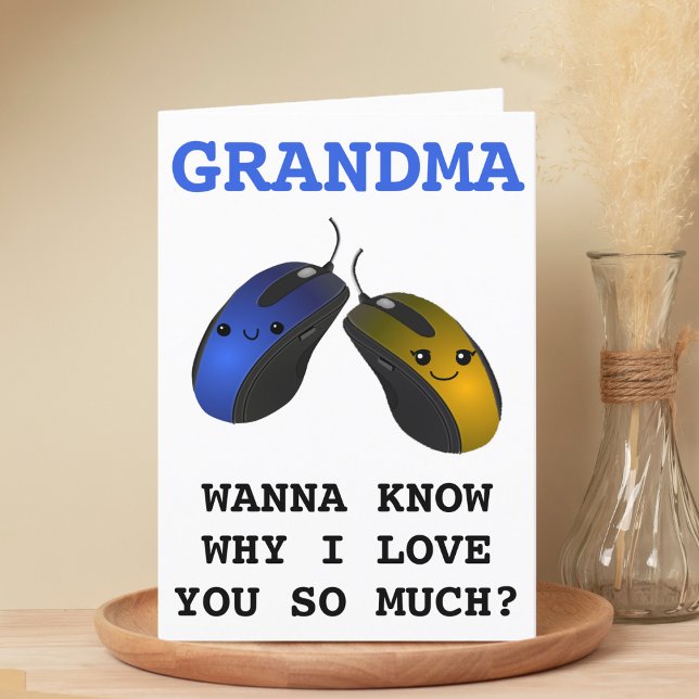 Carte d'anniversaire drôle de clic de souris d'ord (Funny Computer Mouse Click Grandmother Happy Birthday Thank You Card)