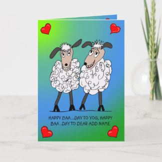 Carte d'anniversaire drôle de couple de moutons