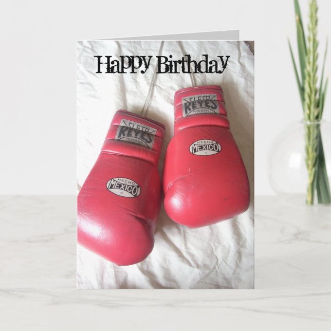 Carte d'anniversaire drôle de gants de boxe (Devant)