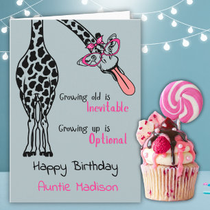 Carte d'anniversaire drôle de girafe pour Tante
