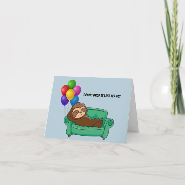 Carte d'anniversaire drôle de paresseux endormi (Devant)