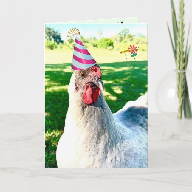 Carte d'anniversaire drôle de poulet (Devant)