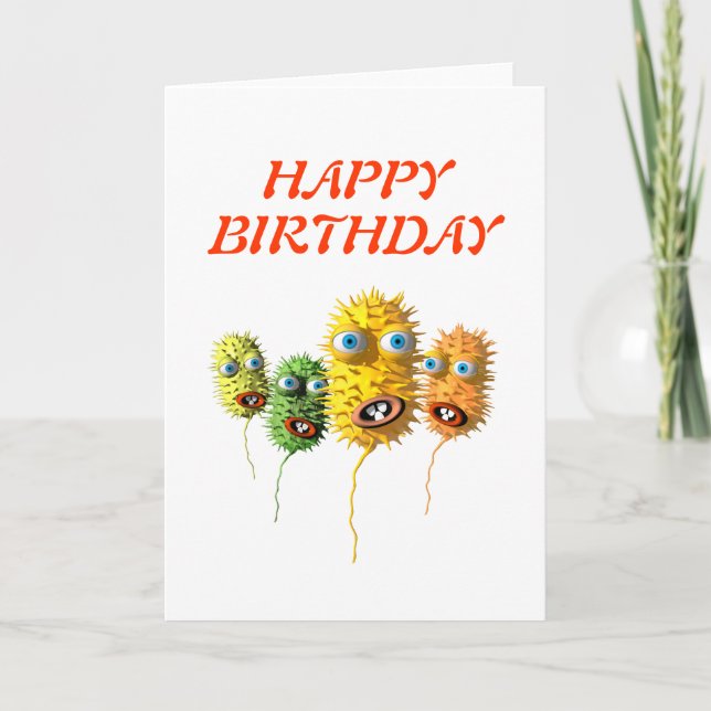 Carte d'anniversaire drôle de visages (Devant)