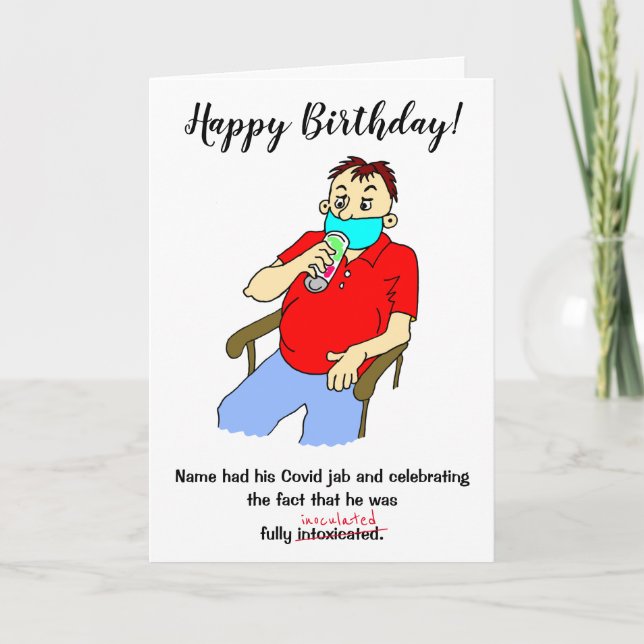 Carte d'anniversaire drôle d'un homme buvant une p (Devant)