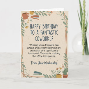 Carte d'anniversaire drôle pour collègue de travai
