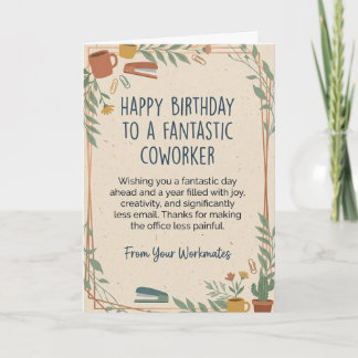 Carte d'anniversaire drôle pour collègue de travai