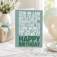Carte d'anniversaire drôle pour gendre Blague d'ar