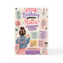 Carte d'anniversaire drôle pour nièce, humour rose