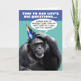Carte d'anniversaire drôle pour un chimpanzé âgé e