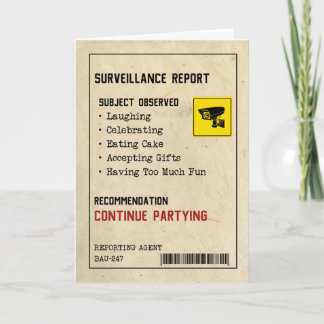 Carte d'anniversaire drôle - Rapport de surveillan