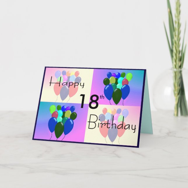 Carte d'anniversaire du 18e anniversaire - Ballons (Devant)