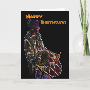 Carte d'anniversaire du batteur Neon Glow Dhol