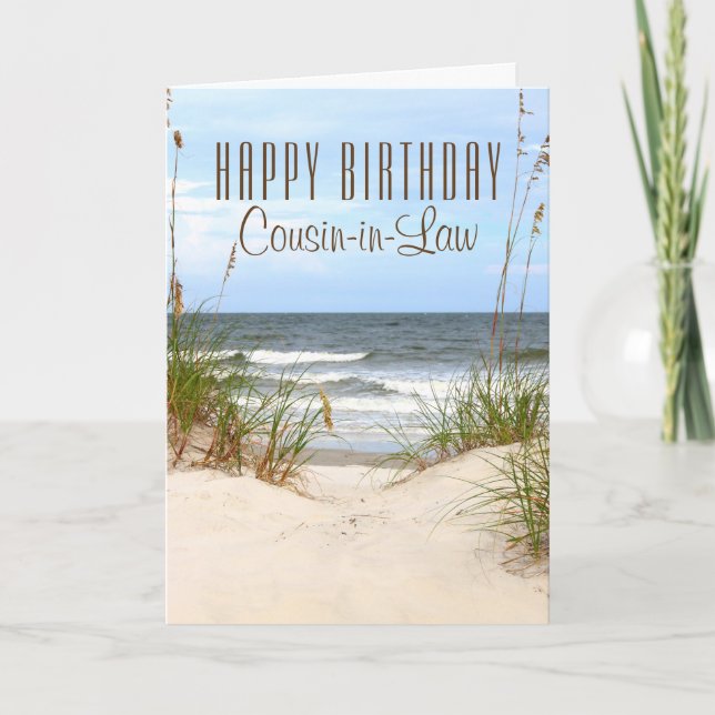 Carte d'anniversaire du beau-cousin de plage (Devant)