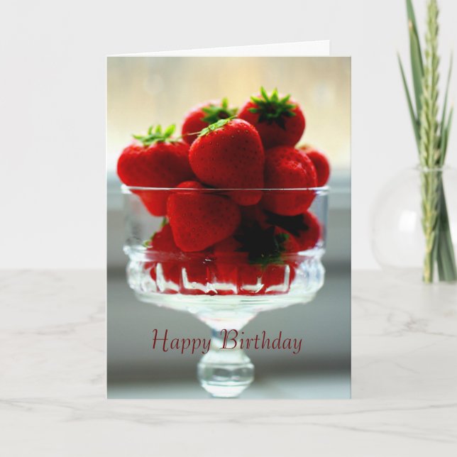 Carte d'anniversaire du bol de fraises (Devant)