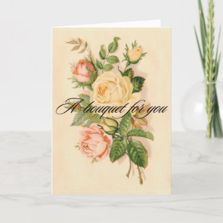 Carte d'anniversaire du bouquet de rose victorienn
