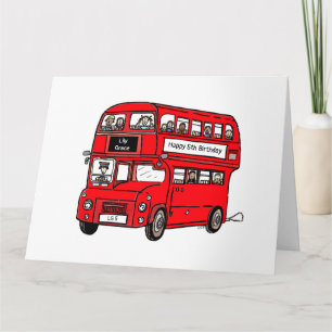 Carte d'anniversaire du bus Londres Red Double Dec