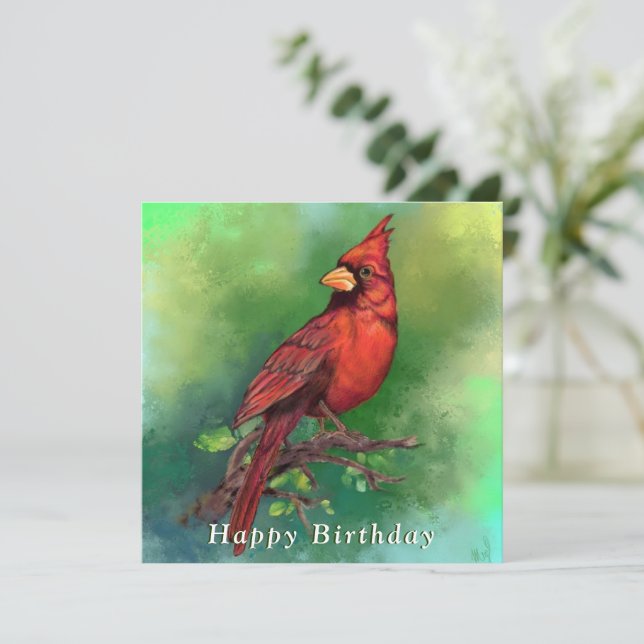 Carte d'anniversaire du Cardinal rouge du Nord (Debout devant)
