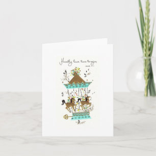 Carte d'anniversaire du carrousel vintage