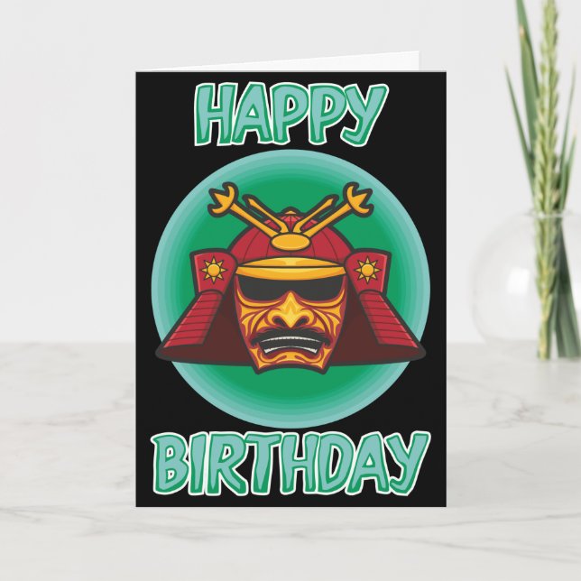 Carte d'anniversaire du casque Samurai (Devant)