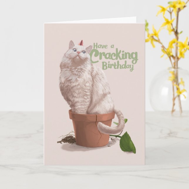 Carte d'anniversaire du chat (Fleur jaune)