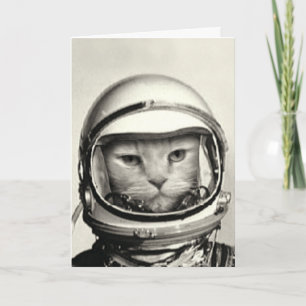 Carte d'anniversaire du chat spatial