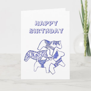 Carte d'anniversaire du Cheval Bleu et Blanc