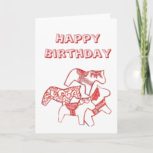 Carte d'anniversaire du Cheval Rouge et Blanc (Devant)