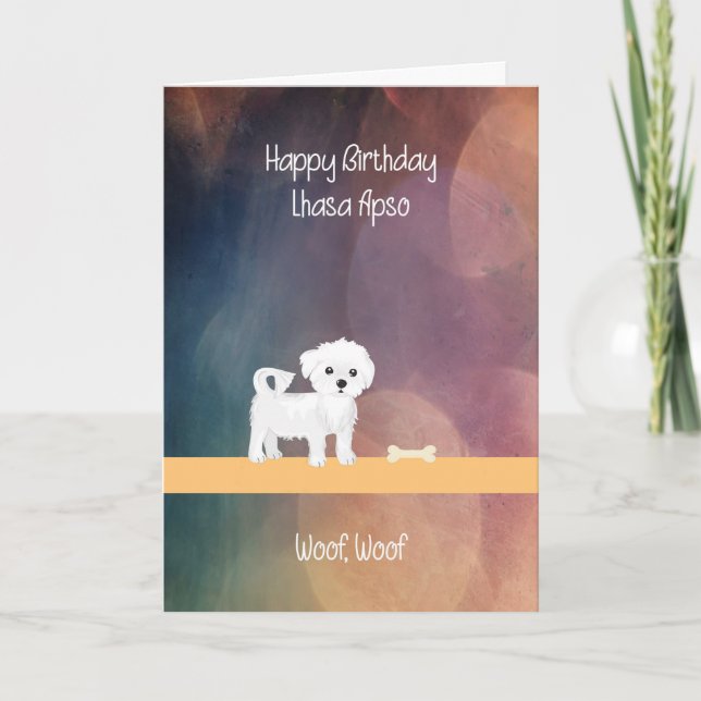 Carte d'anniversaire du chien de Lhassa Apso (Devant)