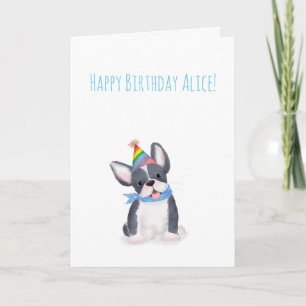 Carte d'anniversaire du chiot taureau français mig