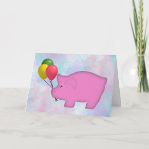 Carte d'anniversaire du cochon de ballon