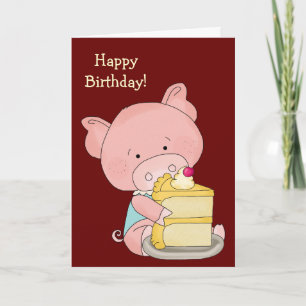 Carte d'anniversaire du cochon mignon