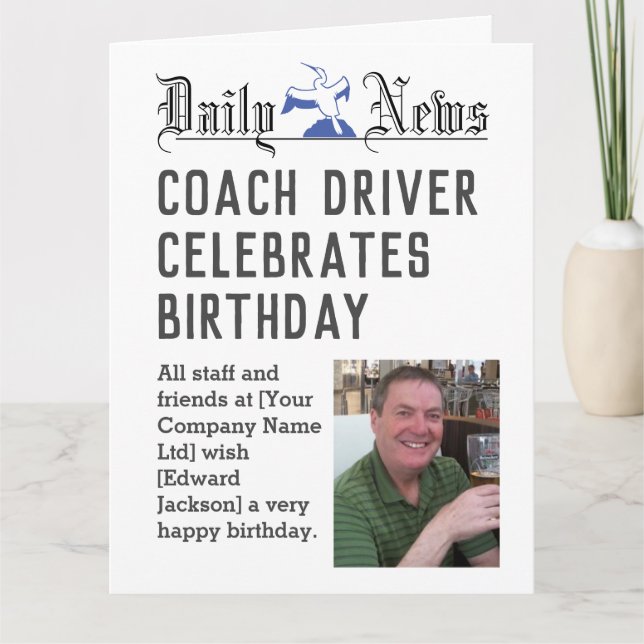 Carte d'anniversaire du conducteur d'entraîneur po (Devant)